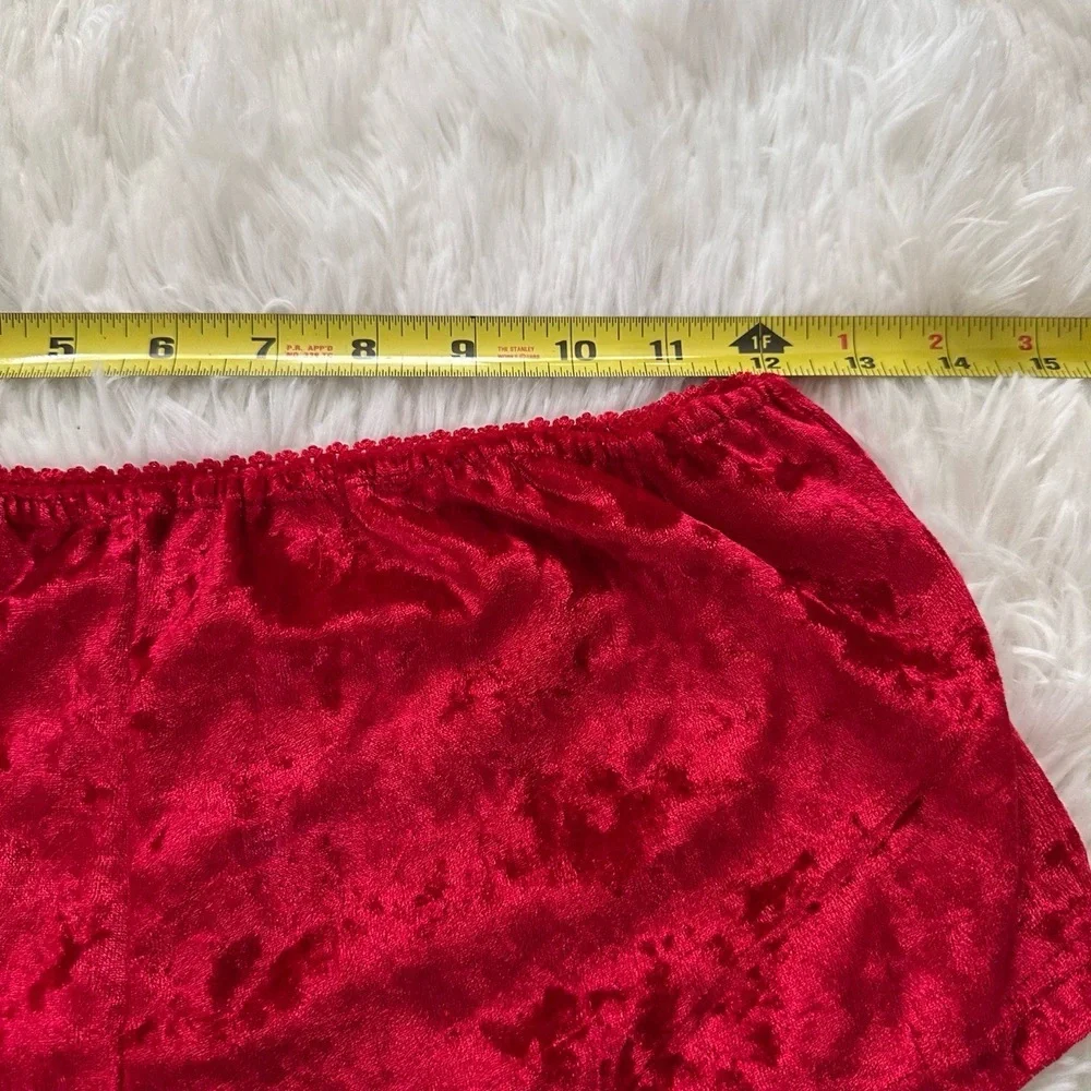 Crushed Red Velvet Cami & Shorts Lounge Pajama Set |‎ Holiday Sleepwear Size S